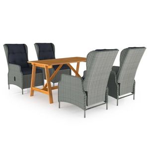 vidaXL Set de masă pentru grădină, 5 piese, gri deschis imagine