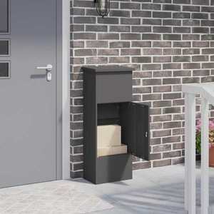 vidaXL Cutie pentru colet cu ușă Negru 44, 5 x 29 x 110, 5 cm Oțel imagine