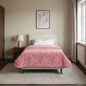 vidaXL Duvet complet pe tot parcursul anului Patos Roz 140 x 220 cm imagine