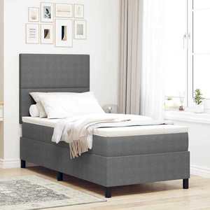 vidaXL Pat cu arcuri cu headboard Gri deschis și alb. 100 x 200 cm imagine