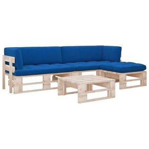 vidaXL Set mobilier paleți cu perne, 4 piese, lemn de pin tratat imagine