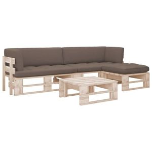 vidaXL Set mobilier paleți cu perne, 4 piese, lemn de pin tratat imagine