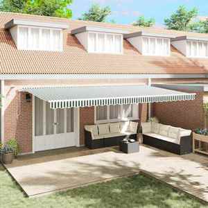 vidaXL Cortina Retractabilă Verde și alb 600 × 300 cm imagine