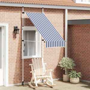 vidaXL Copertină retractabilă manual, dungi albastru și alb, 100 cm imagine