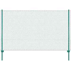 vidaXL Gard din plasă de sârmă cu stâlpi, verde, 25 x 1, 5 m, oțel imagine