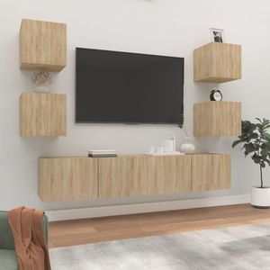 vidaXL Set dulap TV, 6 piese, stejar sonoma, lemn prelucrat imagine