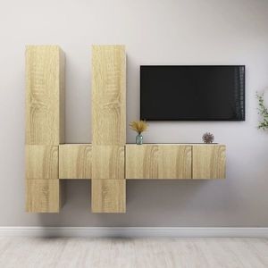 vidaXL Set de dulapuri TV, 7 piese, stejar sonoma, lemn prelucrat imagine