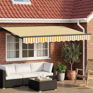 vidaXL Copertină retractabilă manuală Galben și alb 2, 5 x 2 m imagine