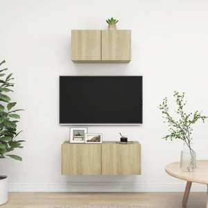 vidaXL Set de dulapuri TV, 2 piese, stejar sonoma, lemn prelucrat imagine