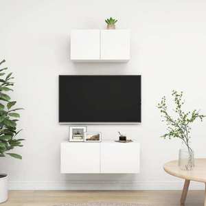 vidaXL Set dulapuri TV, 2 piese, alb, lemn prelucrat imagine