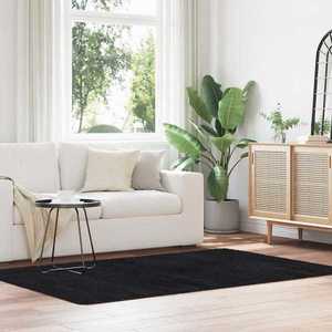 vidaXL Covor shaggy cu pom înalt, NAVARRA, negru, 130x200cm, poliester imagine