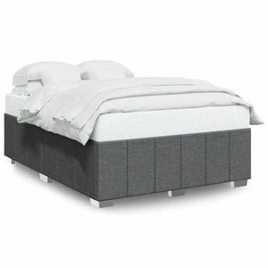 vidaXL Cadru de pat fără saltea, gri închis, 140x190 cm, textil imagine