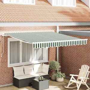vidaXL Copertină Manual Verde și alb 300 x 250 x 165 cm Poliester imagine