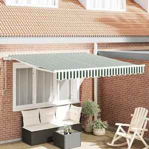 vidaXL Cort electric retractabil Verde și alb 300 x 250 cm imagine