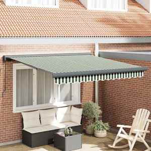 vidaXL Cortina Retractabilă Verde și alb 300 x 250 cm Stofă și Metal imagine