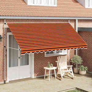 vidaXL Copertină retractabilă manual, portocaliu și maro, 400 cm imagine