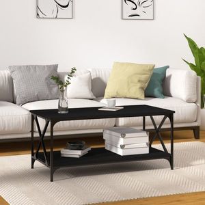 vidaXL Măsuță de cafea, negru, 100x50x45 cm, lemn prelucrat și fier imagine