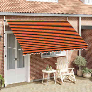 vidaXL Copertină retractabilă manual, portocaliu și maro, 350 cm imagine