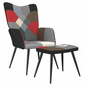 vidaXL Scaun de relaxare cu taburet, textil, petice imagine