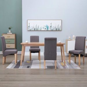 vidaXL Scaune de bucătărie, 4 buc., gri taupe, material textil imagine