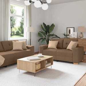 vidaXL Canapea 3 pcs Maro 221 x 80 x 80 cm Material textil din in imagine