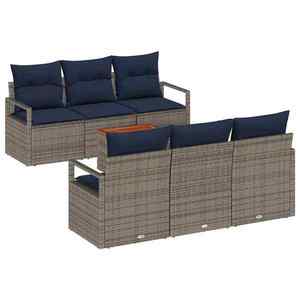 vidaXL Set de canapele pentru grădină cu pernă 7 pcs Gri poliratan imagine