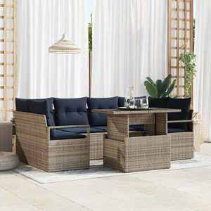 vidaXL Set de canapele pentru grădină 7 pcs gri și bleumarin poliratan imagine