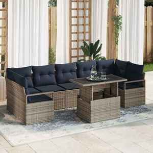 vidaXL Set de canapele pentru grădină 8 pcs gri și bleumarin poliratan imagine