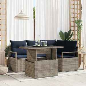 vidaXL Set de canapele pentru grădină 5 pcs Gri și albastru marin imagine