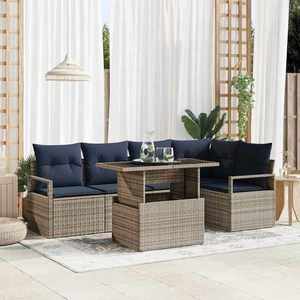 vidaXL Set de canapele pentru grădină 6 pcs Gri și albastru marin imagine