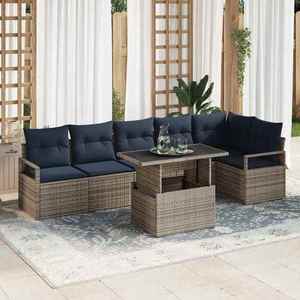 vidaXL Set de canapele pentru grădină 7 pcs Gri și albastru marin imagine