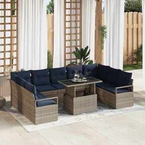 vidaXL Set de canapele pentru grădină 10 pcs Gri și albastru marin imagine