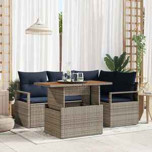 vidaXL Set de masă pentru grădină cu pernă 5 pcs Gri și bleumarin imagine