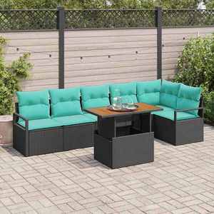 vidaXL Set de masă pentru grădină 7 pcs Negru și Albastru petrol imagine