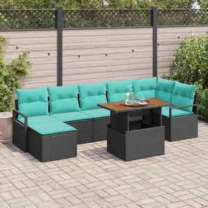 vidaXL Set de masă pentru grădină 8 pcs Negru și Albastru petrol imagine