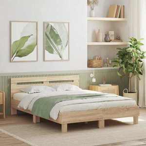 vidaXL Cadru de pat cu led Sonoma 152 x 203 cm Lemn compozit imagine