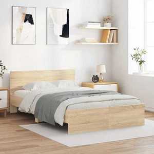 vidaXL Cadru de pat cu headboard Sonoma 137 x 190 cm Lemn compozit imagine