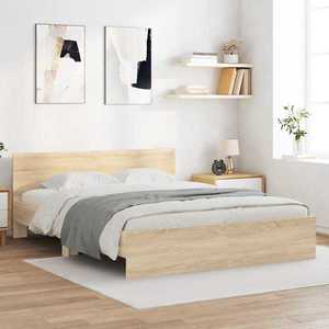 vidaXL Cadru de pat cu headboard Sonoma 152 x 203 cm Lemn compozit imagine
