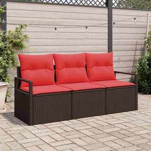vidaXL Set de canapea 3 pcs Maro poliratan imagine
