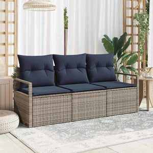 vidaXL Set de canapea 3 pcs Gri poliratan imagine
