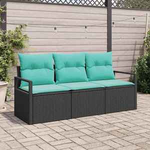 vidaXL Set de canapea 3 pcs Negru poliratan imagine