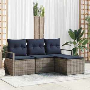 vidaXL Set de canapea 4 pcs Gri poliratan imagine