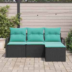 vidaXL Set de canapea 4 pcs Negru poliratan imagine
