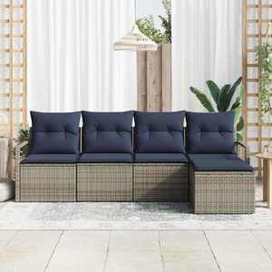 vidaXL Set de canapea 5 pcs Gri poliratan imagine