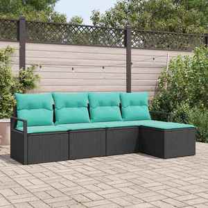 vidaXL Set de canapea 5 pcs Negru poliratan imagine