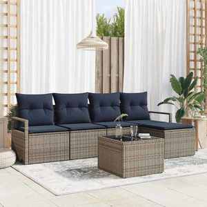 vidaXL Set de canapea cu pernă 6 pcs Gri poliratan imagine