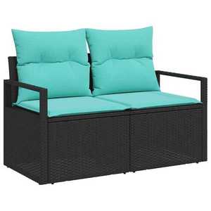 vidaXL Set de canapea 6 pcs Negru poliratan imagine