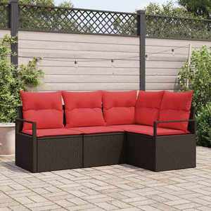 vidaXL Set de canapea 4 pcs Maro poliratan imagine