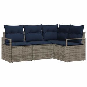 vidaXL Set de canapea cu pernă 4 pcs Gri poliratan imagine