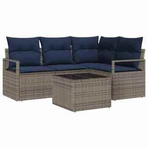 vidaXL Set de canapea 5 pcs Gri poliratan imagine